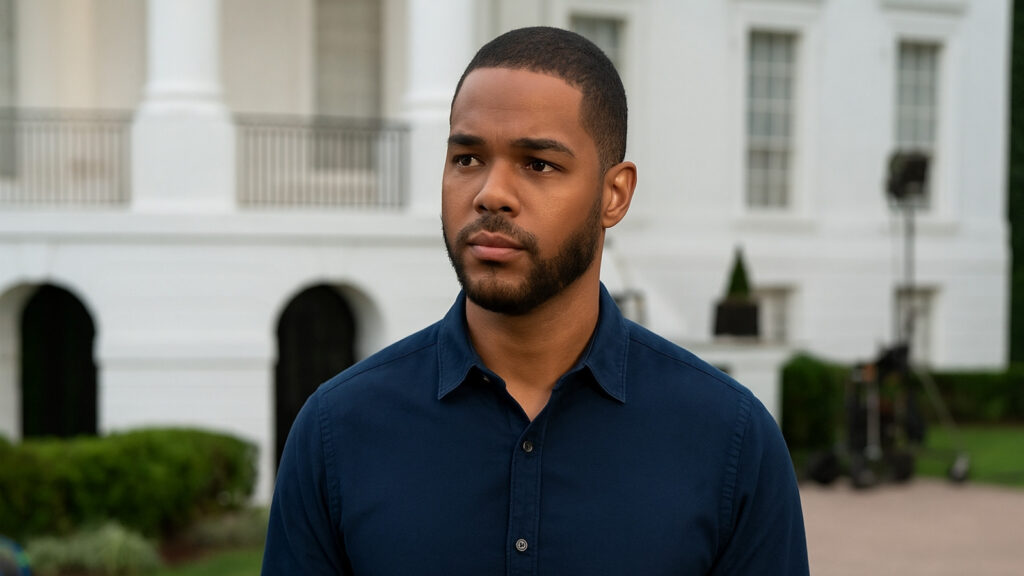Derek Dixon on set of “The Oval”