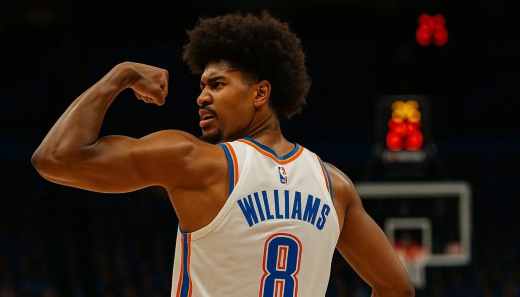 Jalen Williams flexing after a basket