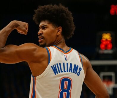 Jalen Williams flexing after a basket